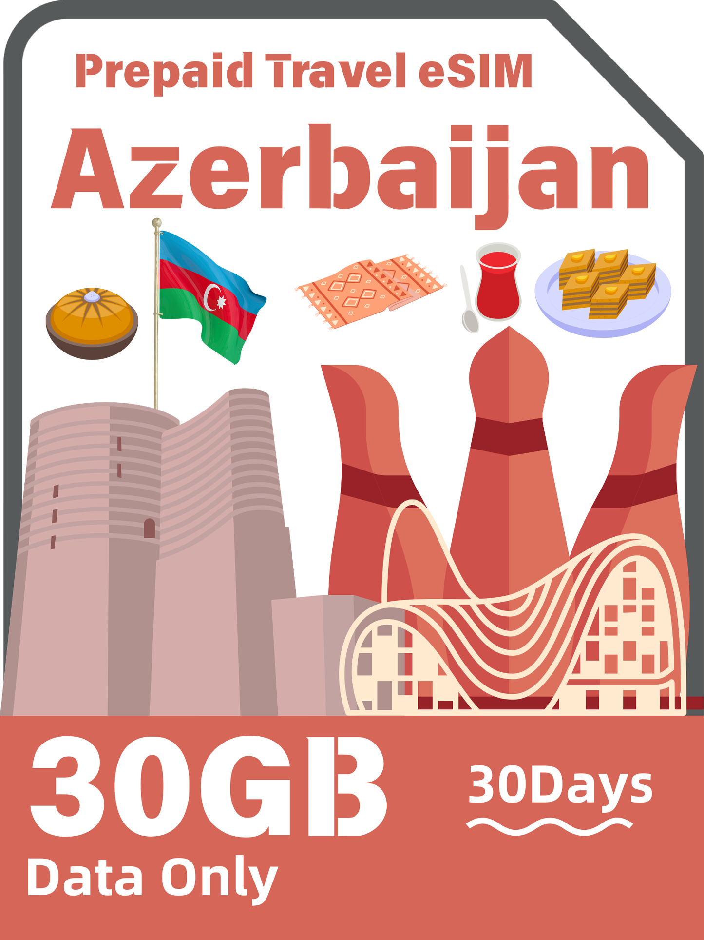 阿塞拜疆旅遊 eSIM 卡|Bakcell / Azercell 5G 上網數據卡