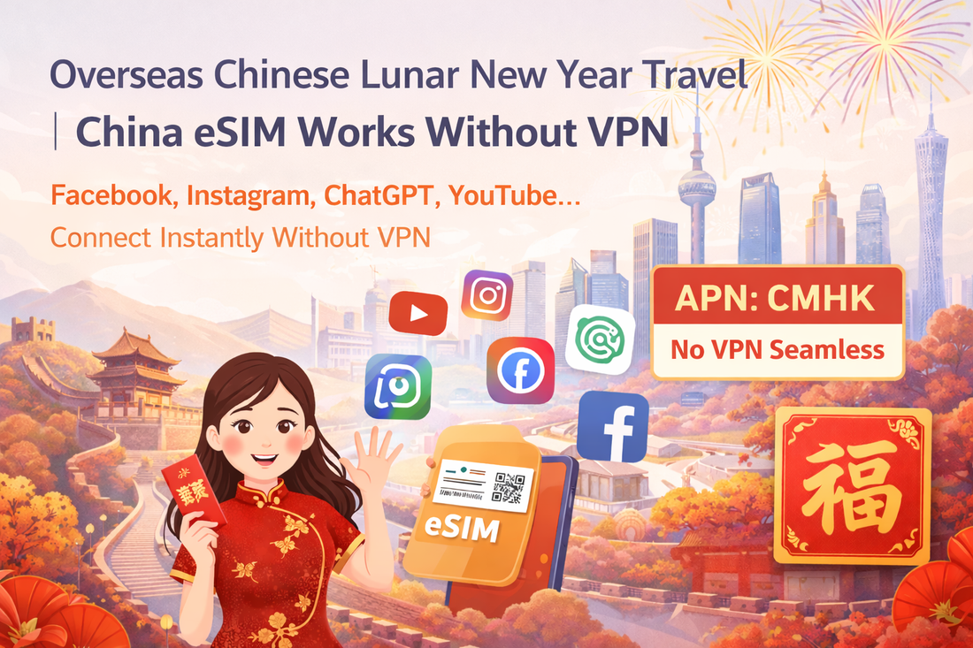 春節回國上網救星｜中國 eSIM 免 VPN 直連外網（APN=CMHK）落地即用｜eSIMKitStore