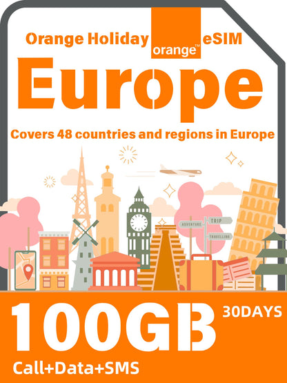 Orange Holiday Europe 30日間プリペイド旅行eSIM