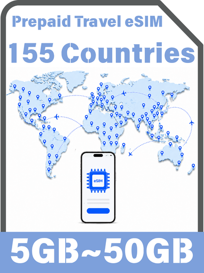 世界155か国・地域対応プリペイド旅行eSIM