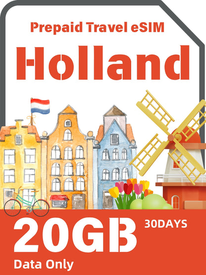 Dutch / Netherlands Prepaid Travel eSIM Card