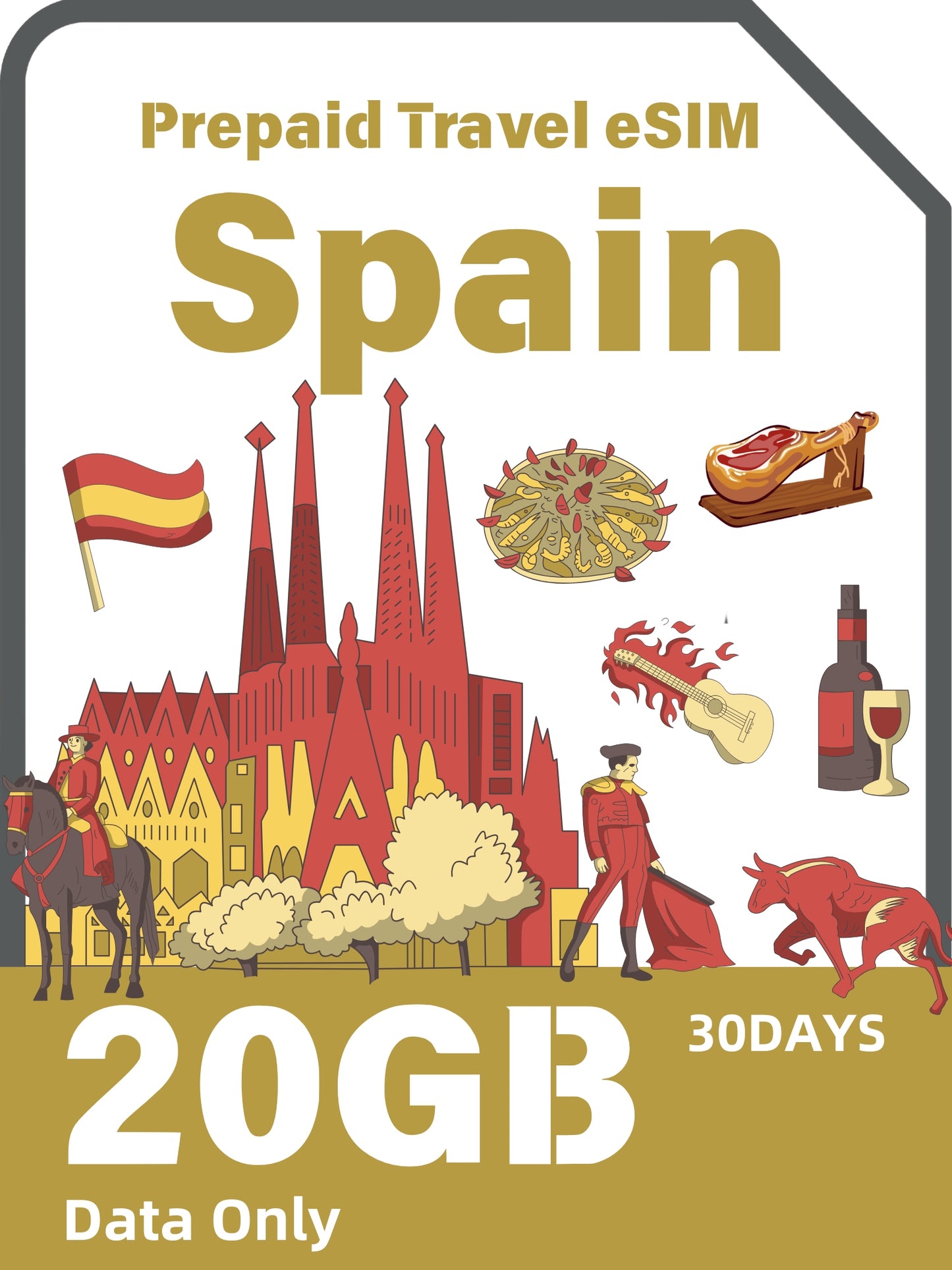Spanish / Spain Prepaid Travel eSIM Card