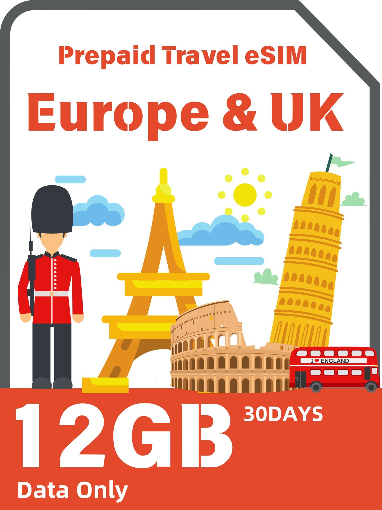 歐洲與英國預付旅遊 eSIM 卡-Orange