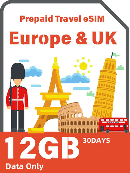 歐洲與英國預付旅遊 eSIM 卡-Orange