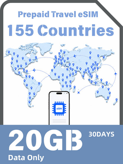 Global 155 Countries & Regions Prepaid Travel eSIM