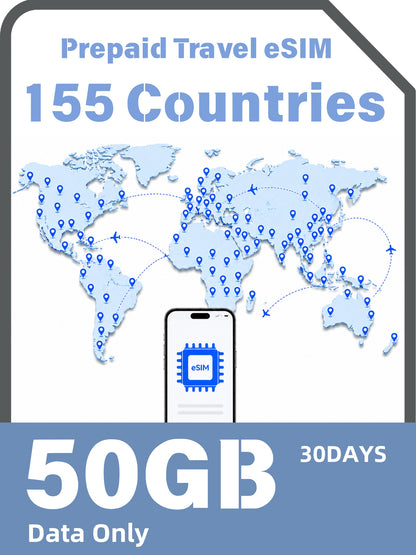 Global 155 Countries & Regions Prepaid Travel eSIM