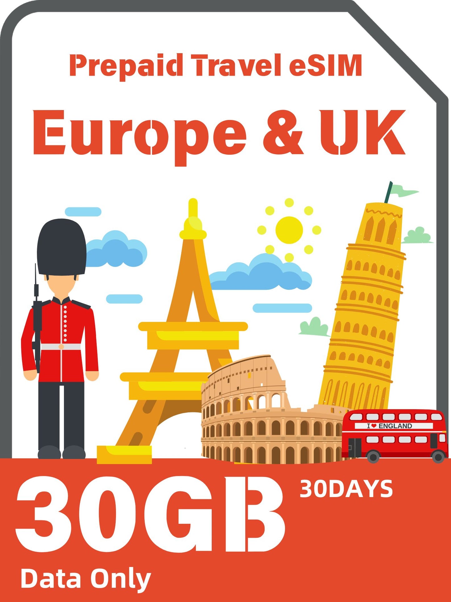 歐洲與英國預付旅遊 eSIM 卡-Orange