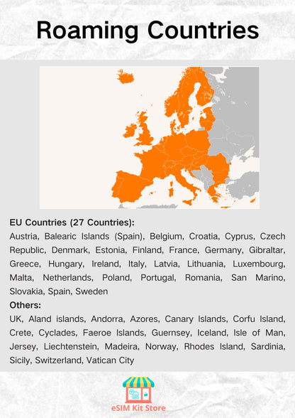 Orange Holiday Europe 30日間プリペイド旅行eSIM