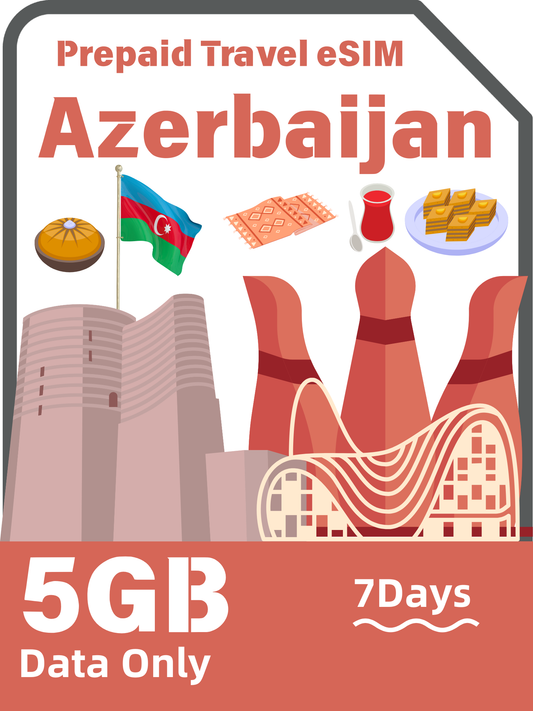 アゼルバイジャン旅行 eSIM カード｜Bakcell / Azercell 5G インターネットデータカード