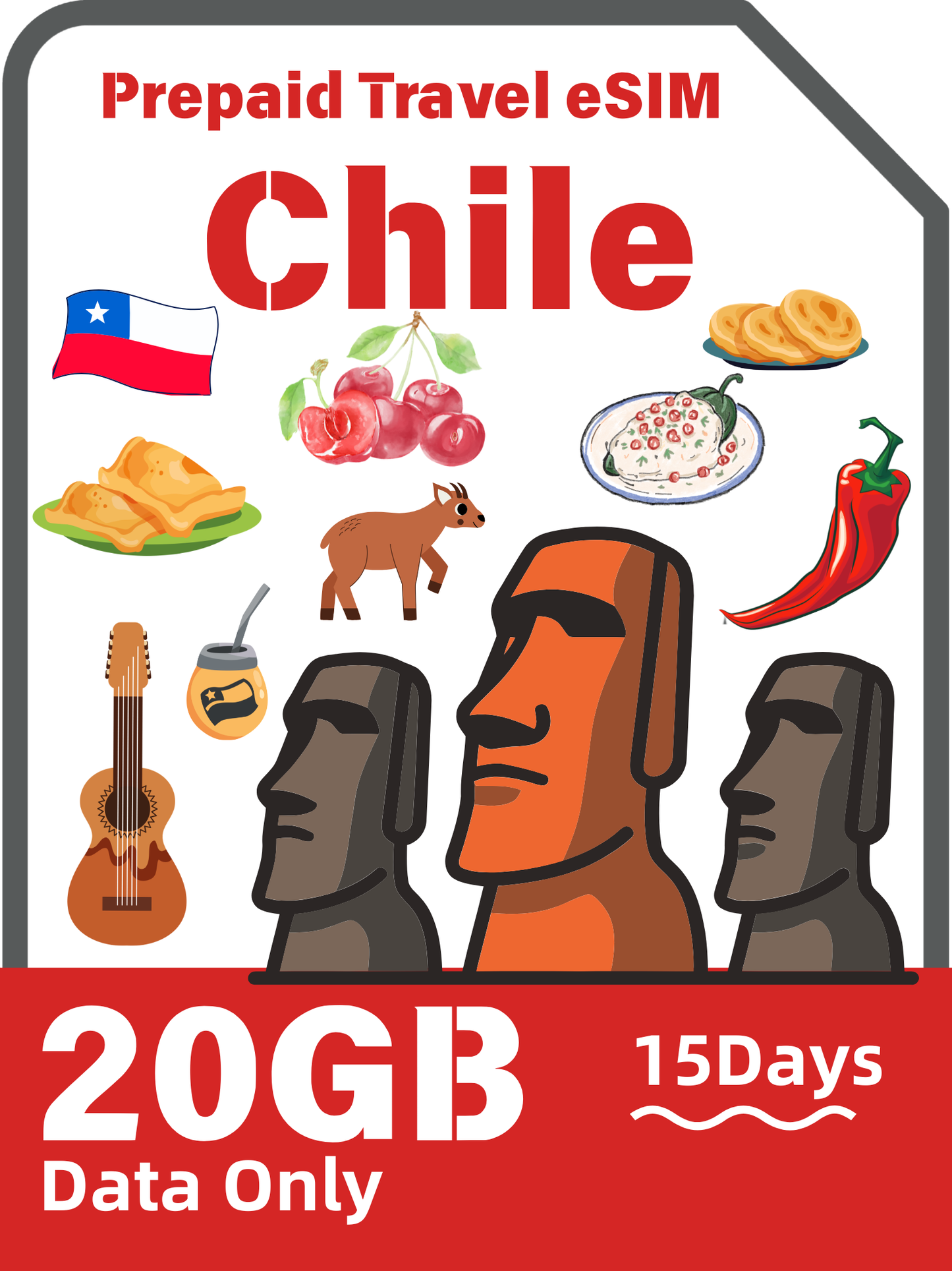 Chile Travel eSIM Card | Movistar Mobile Data Plan