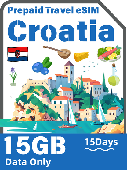 克羅地亞 Tele2 5G 純數據預付旅行 eSIM｜5GB–30GB｜7–30 天方案