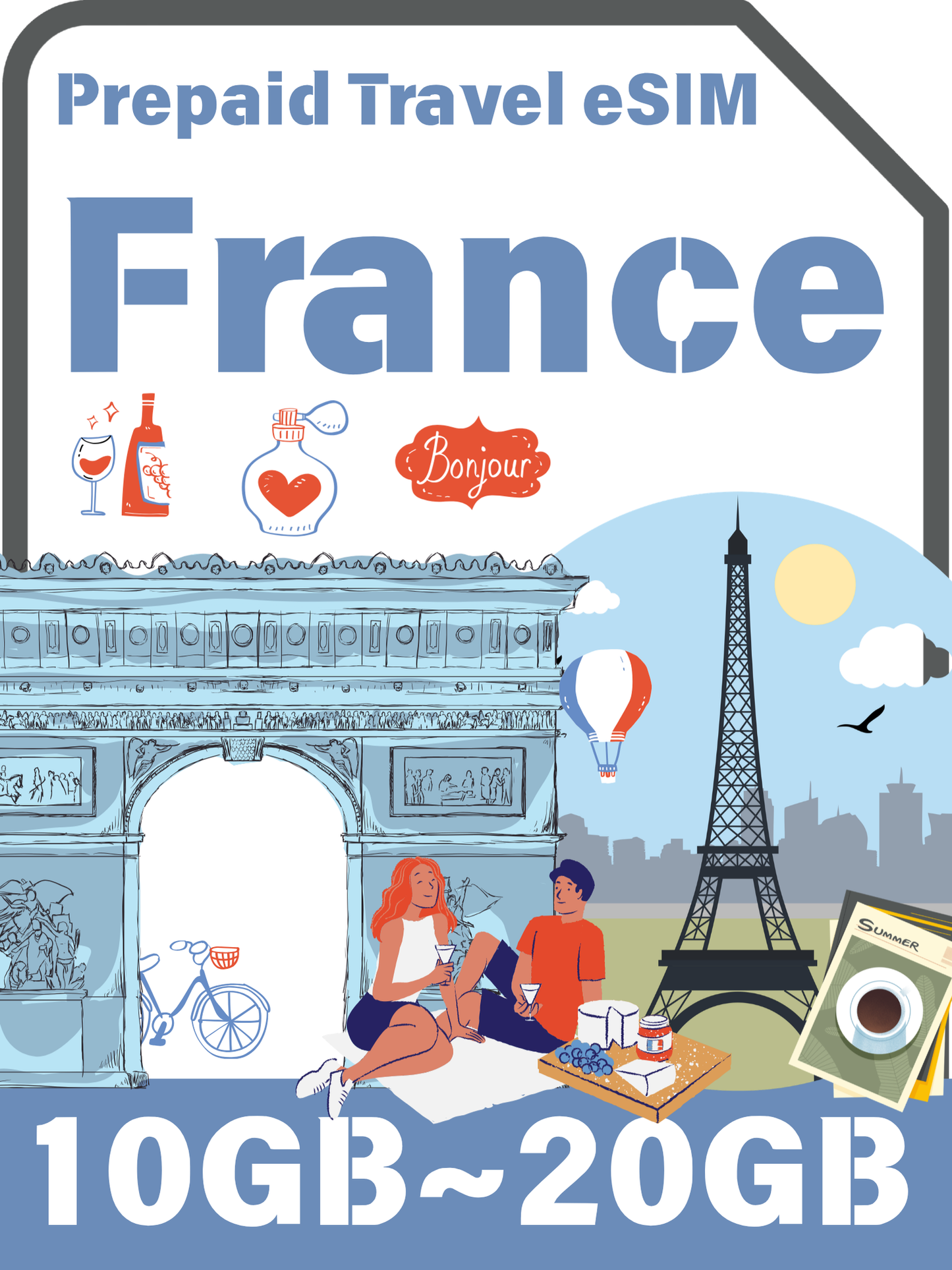 フランス プリペイド旅行用 eSIM カード