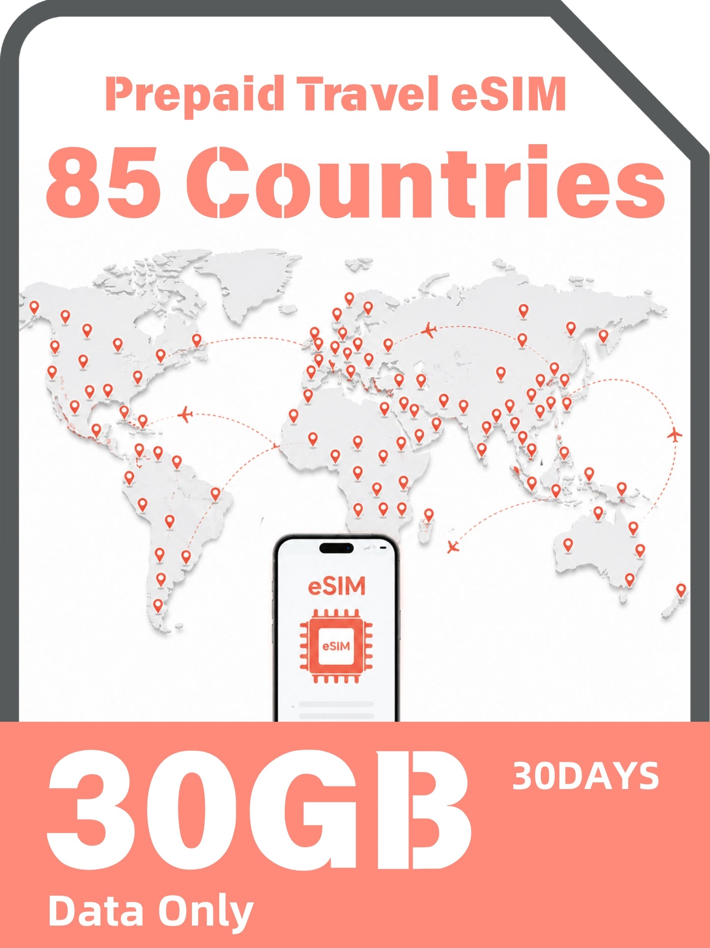 Global 85 Countries Prepaid Travel eSIM｜Worldwide Data Roaming eSIM