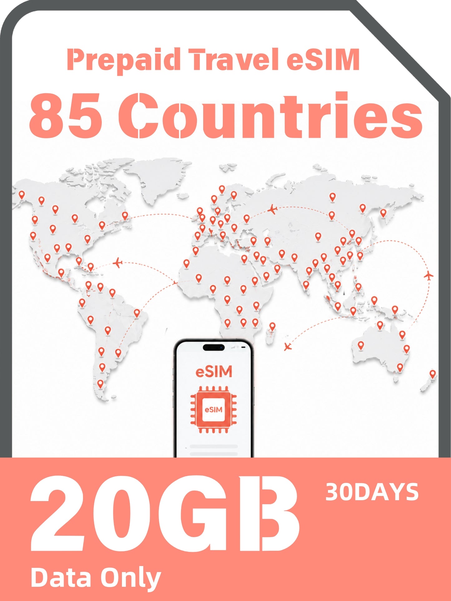 Global 85 Countries Prepaid Travel eSIM｜Worldwide Data Roaming eSIM