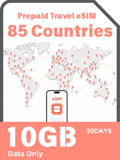 Global 85 Countries Prepaid Travel eSIM｜Worldwide Data Roaming eSIM