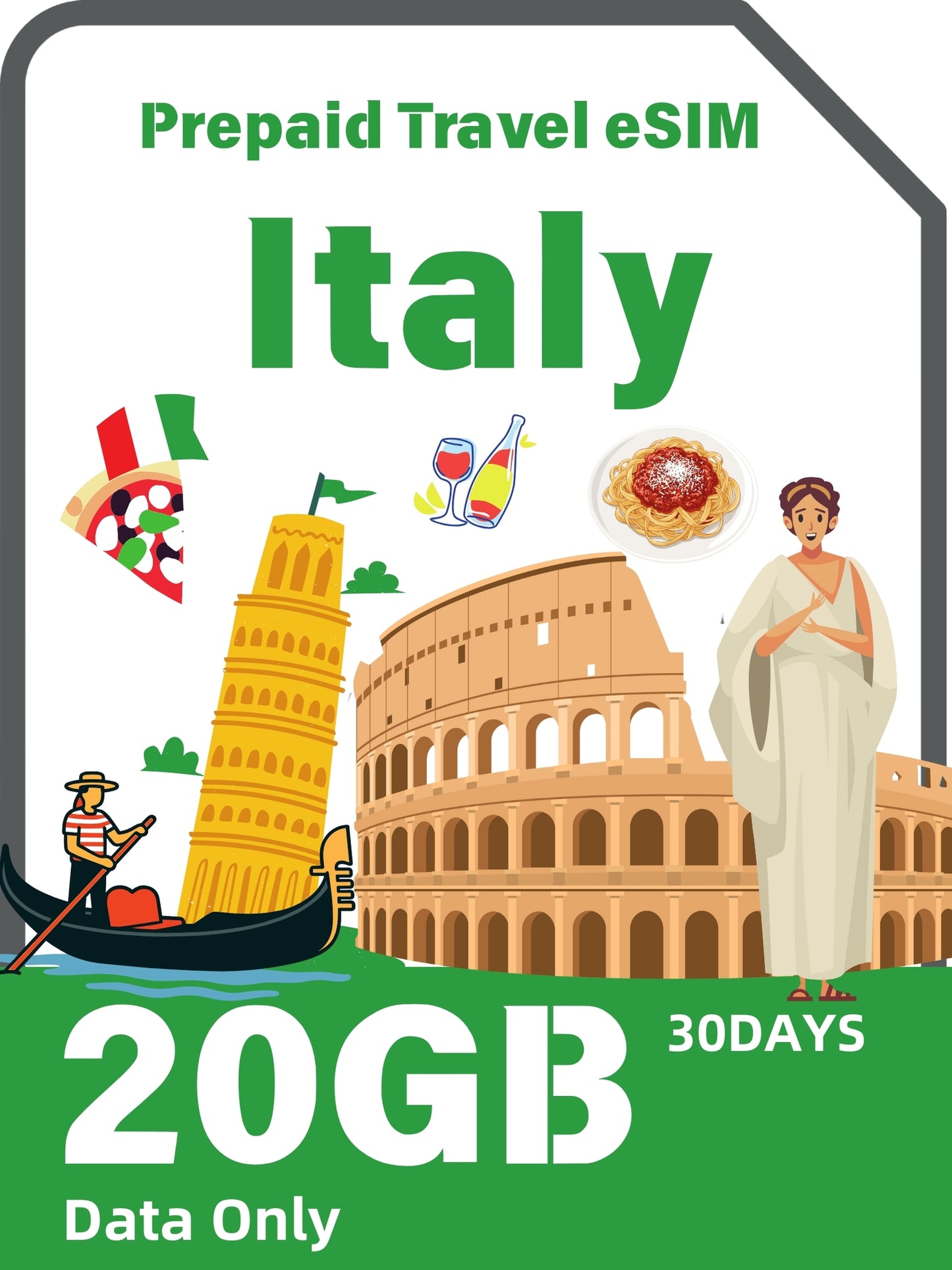 Italian / Italy Prepaid Travel eSIM Card
