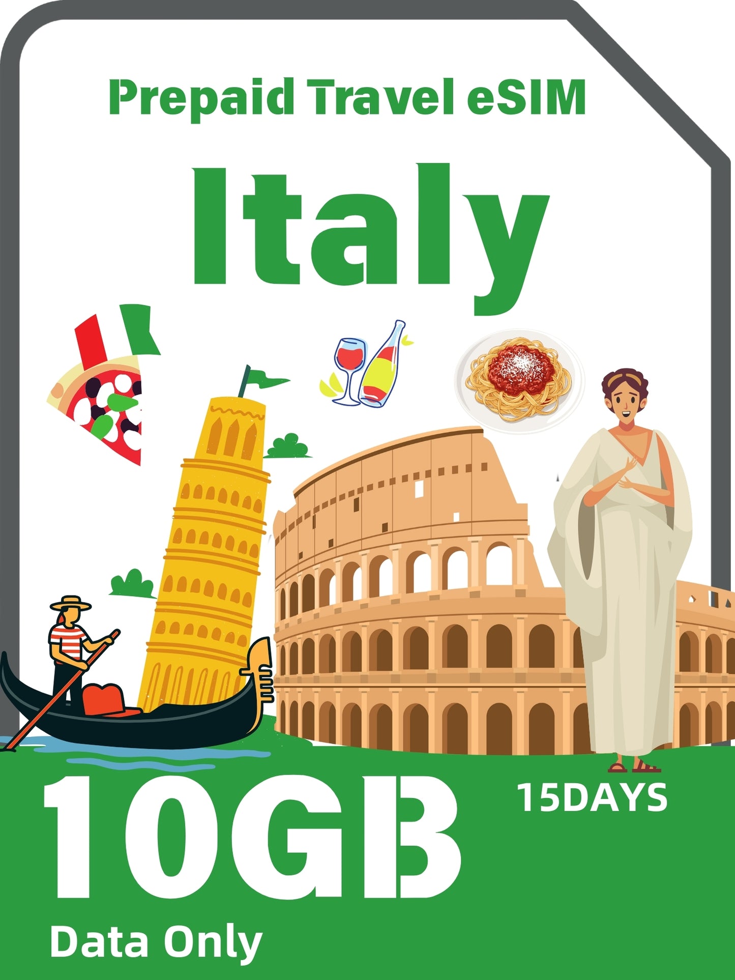 Italian / Italy Prepaid Travel eSIM Card