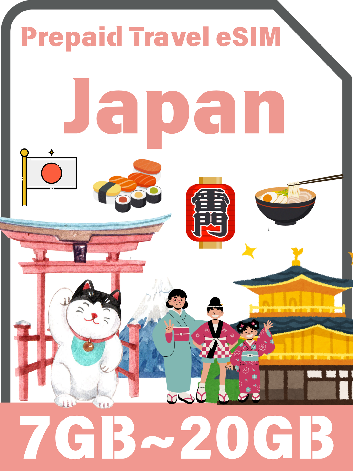 日本プリペイドeSIM｜$5から・SoftBank 5G対応・旅行者向け