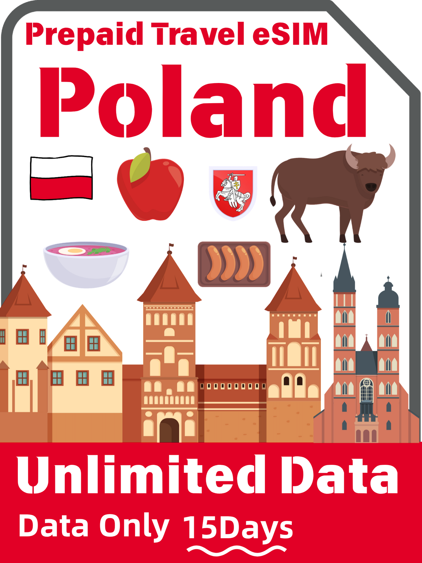 Poland Plus 5G Unlimited Data Prepaid Travel eSIM | 7–30 Day Plans