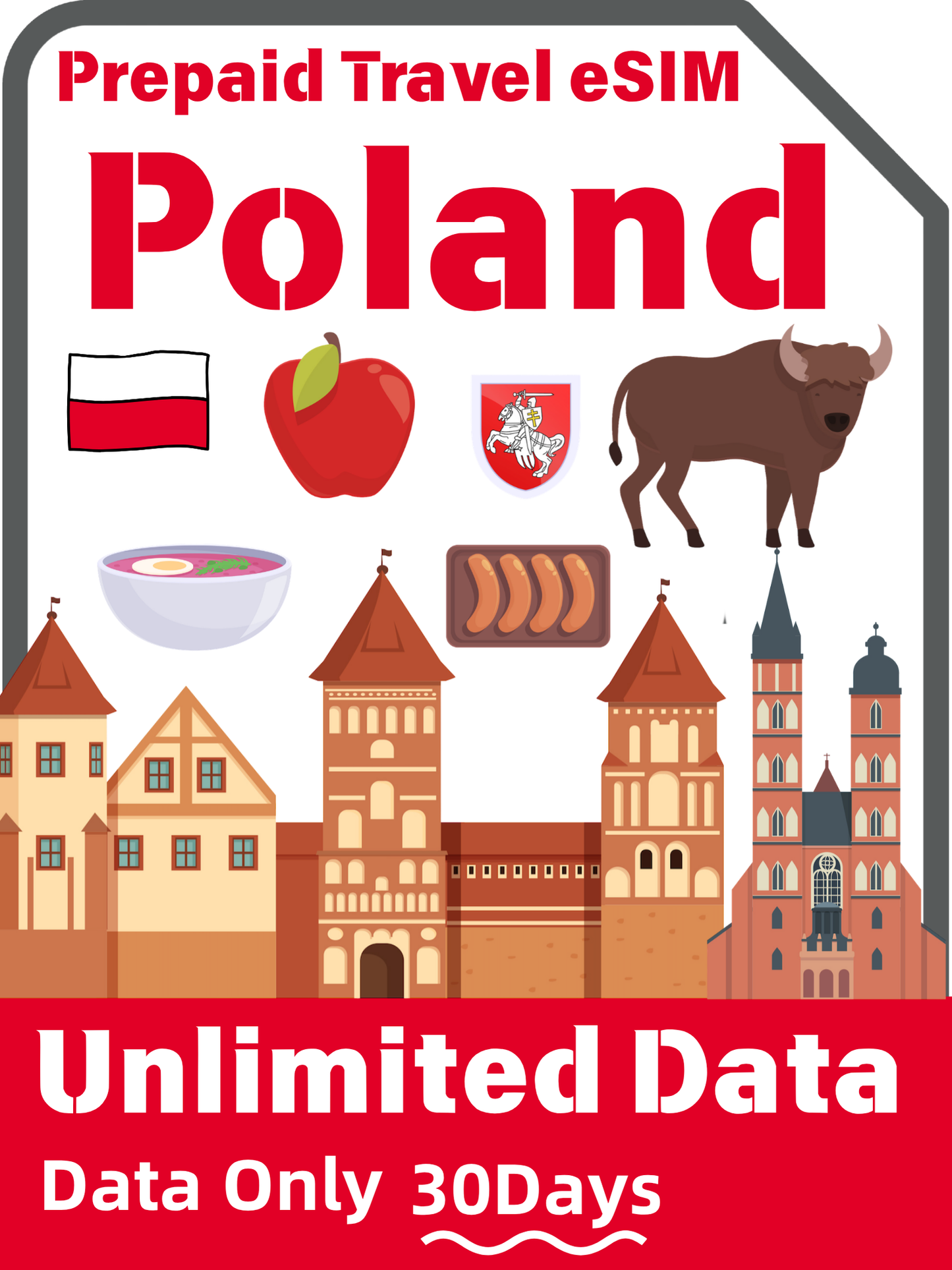 Poland Plus 5G Unlimited Data Prepaid Travel eSIM | 7–30 Day Plans