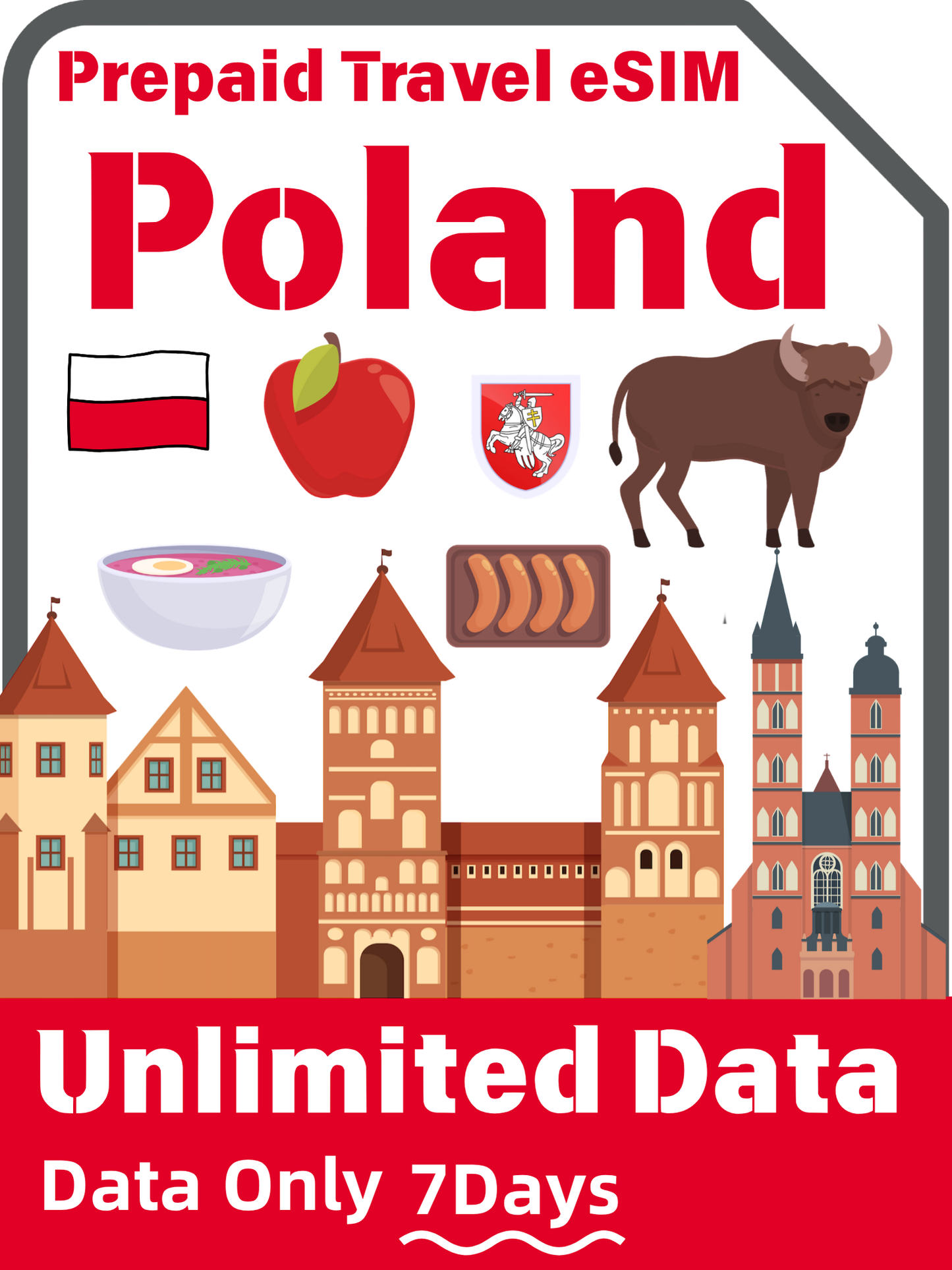 Poland Plus 5G Unlimited Data Prepaid Travel eSIM | 7–30 Day Plans