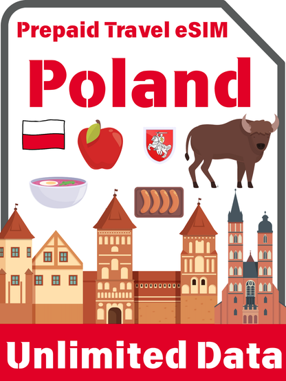 Poland Plus 5G Unlimited Data Prepaid Travel eSIM | 7–30 Day Plans