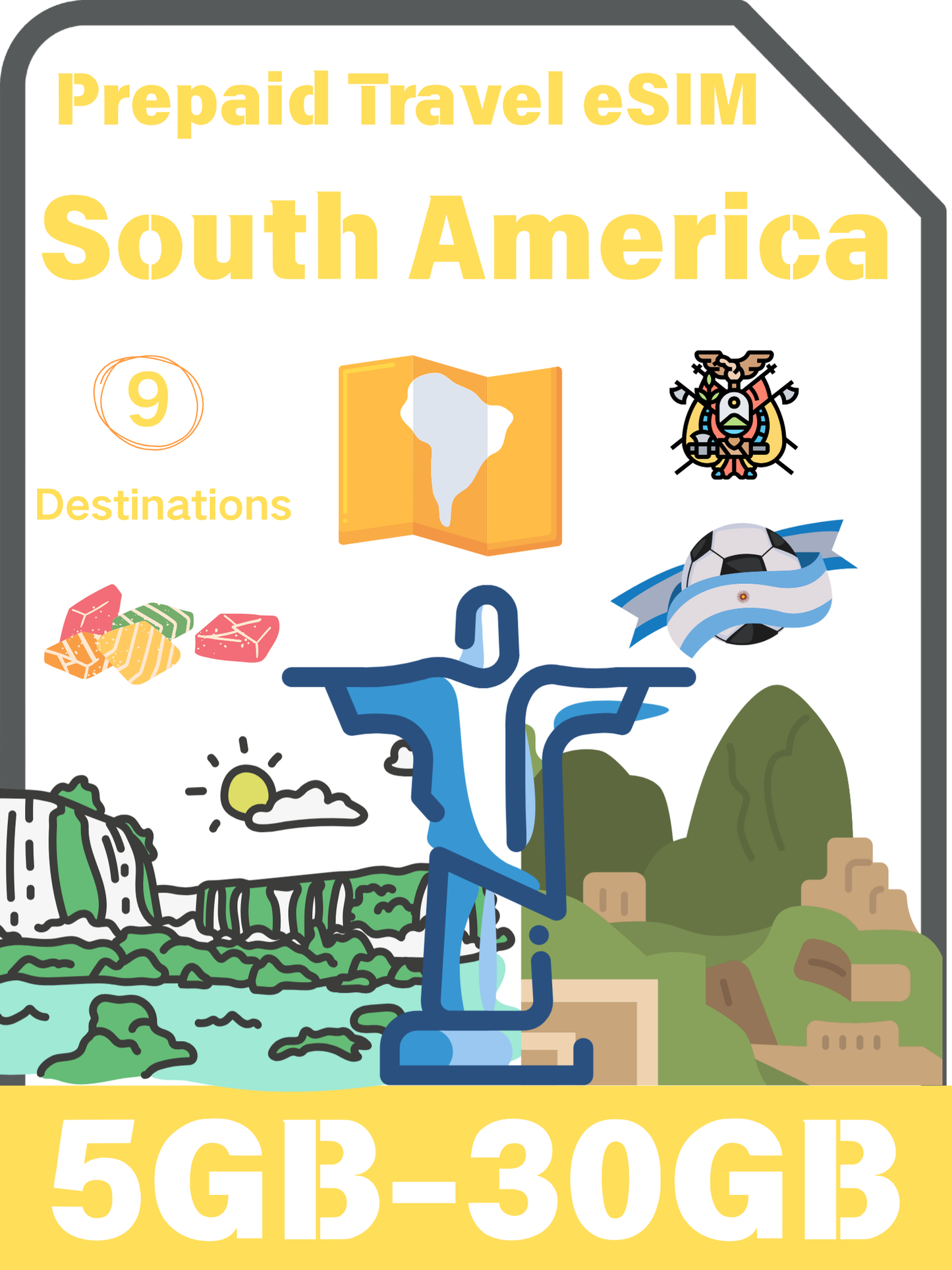 南米プリペイド旅行eSIM｜9地域対応・5GB～30GB