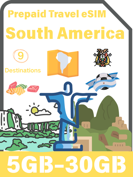 南米プリペイド旅行eSIM｜9地域対応・5GB～30GB