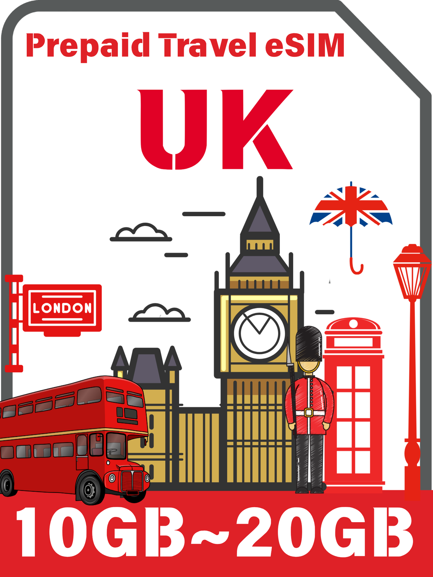 イギリス プリペイド旅行用 eSIM カード