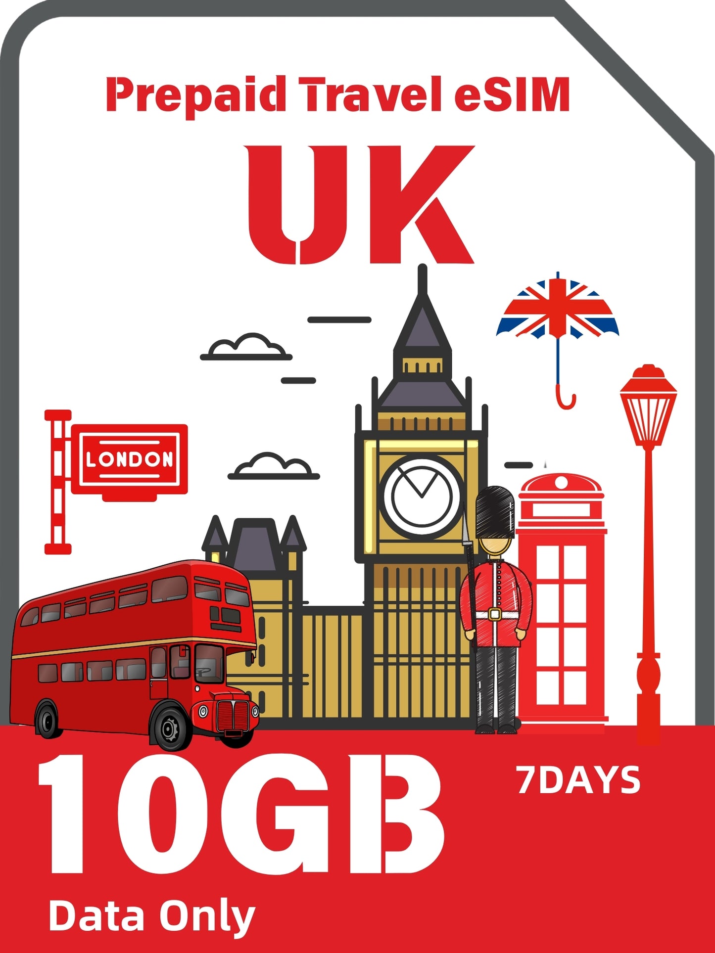 UK / United Kingdom Prepaid Travel eSIM Card