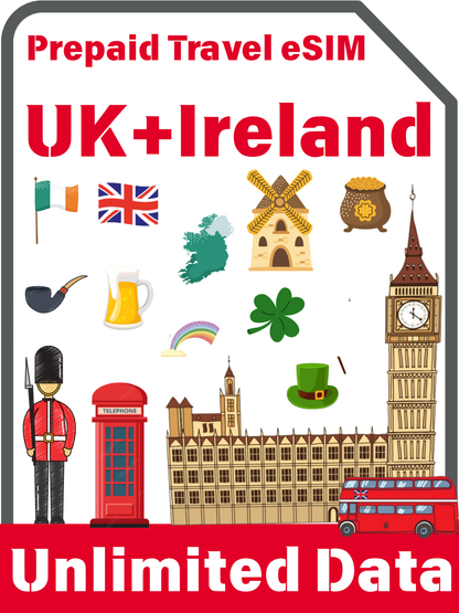 イギリス＋アイルランド旅行 eSIM｜Three 4G/5G 無制限データプラン