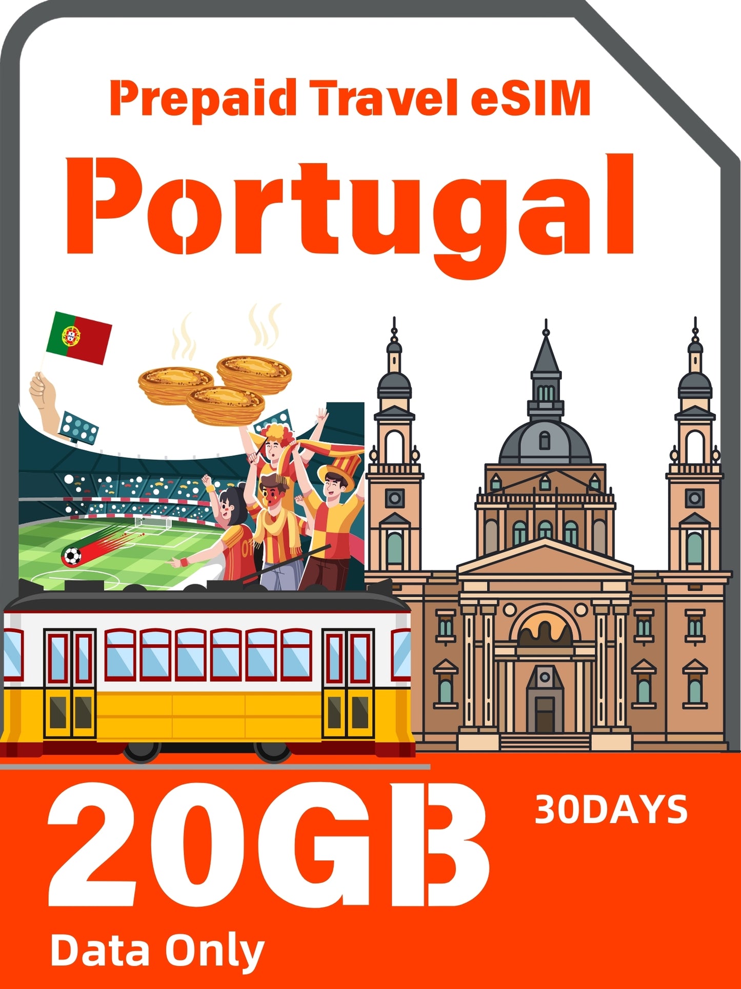 Portuguese / Portugal Prepaid Travel eSIM Card
