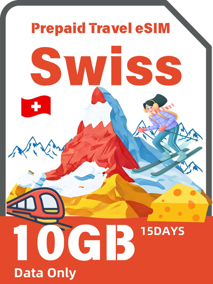 Swiss / Switzerland Prepaid Travel eSIM Card